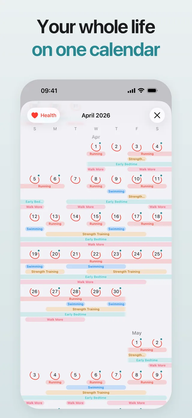Your whole life on one calendar: a month with one dimension drilled into.